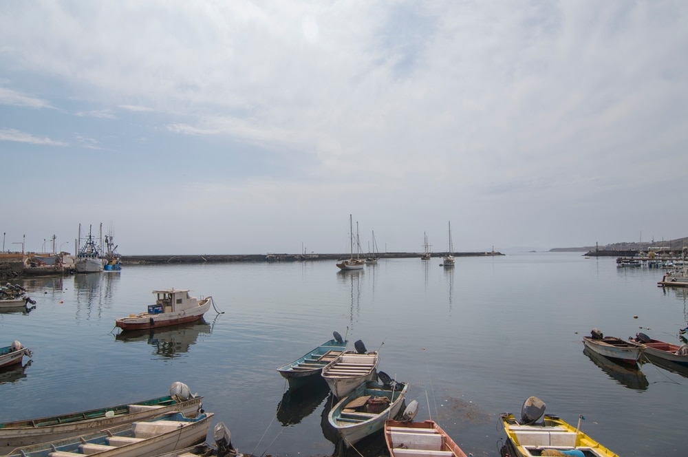 Pangas and fishing boats in the port of Santa Rosalia Baja California Sur