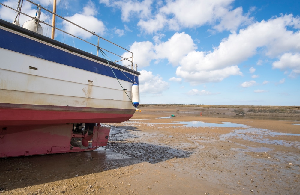 Stern Of A Boat Pulled Up On Shore