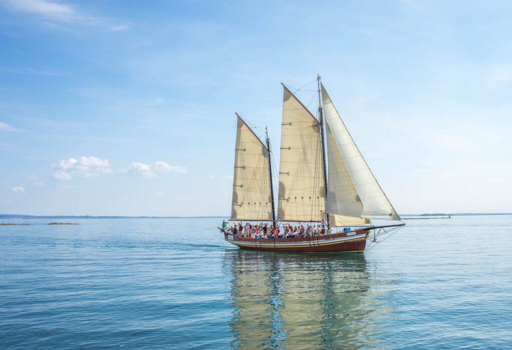 a boat in a water