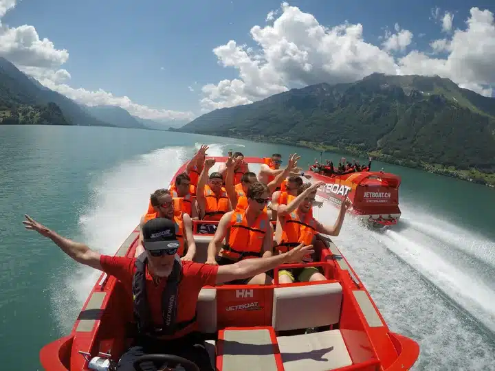 a group of people enjoying scenic jet mini boating