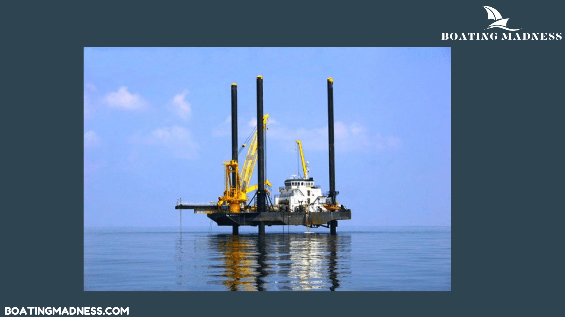 a lift boat in a middle of the water