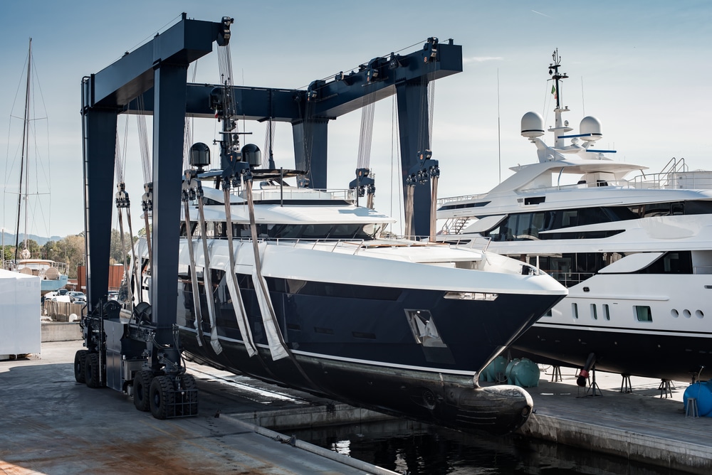 a white color lift boat