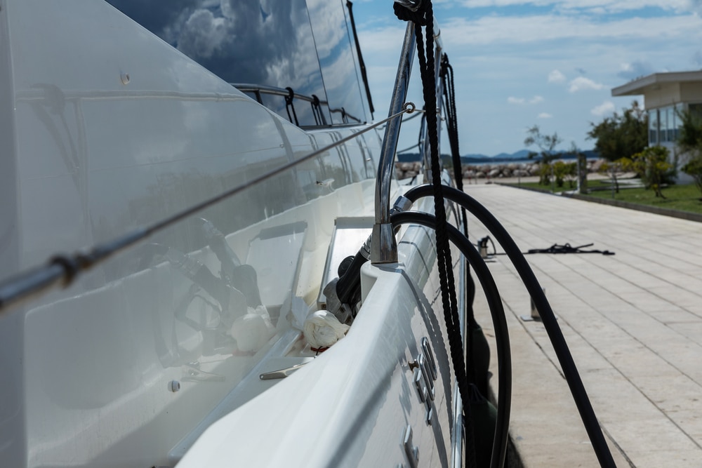 Refueling On A Yacht Refueling Pistol Close up View Safe Refueling