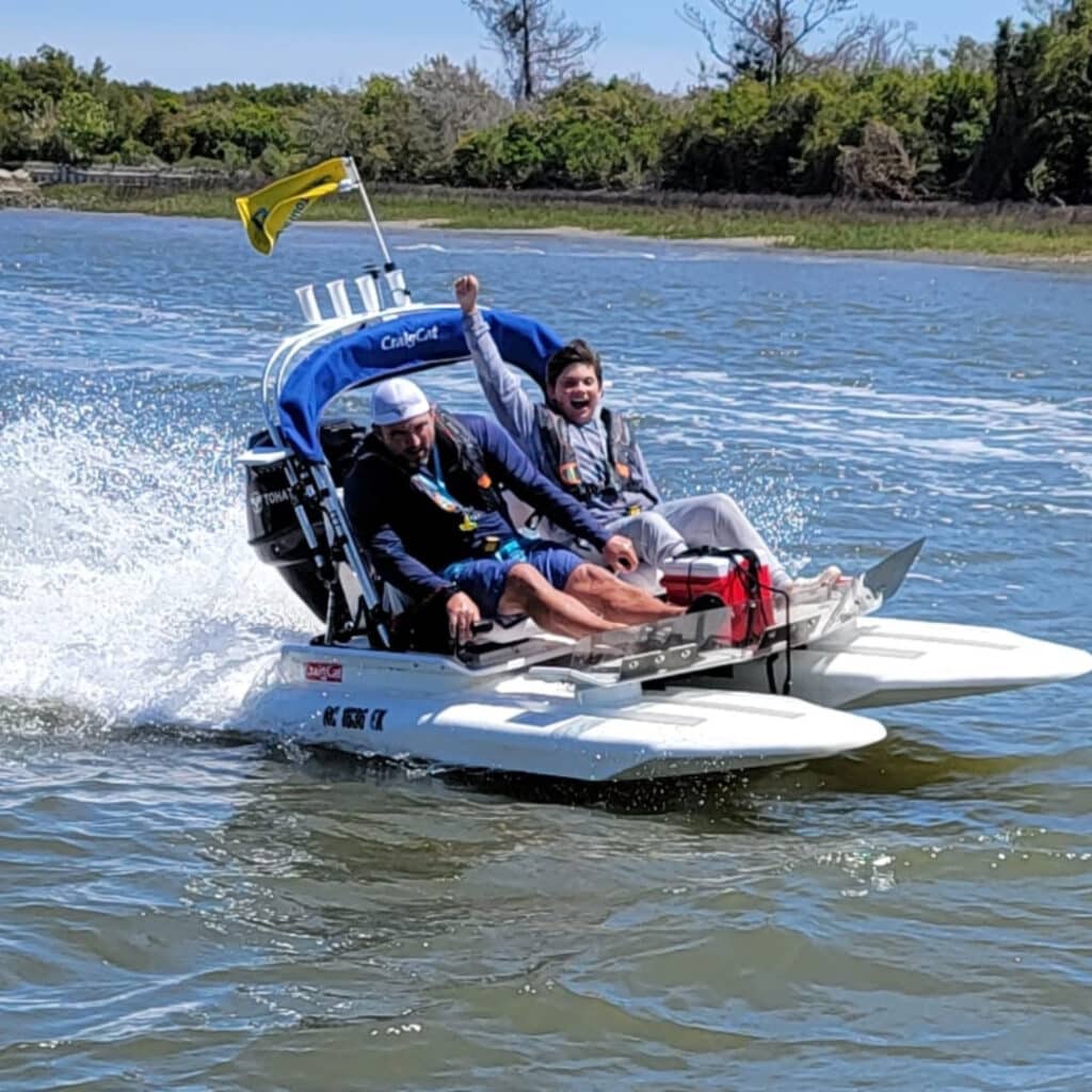 two men enjoying the small jet boating