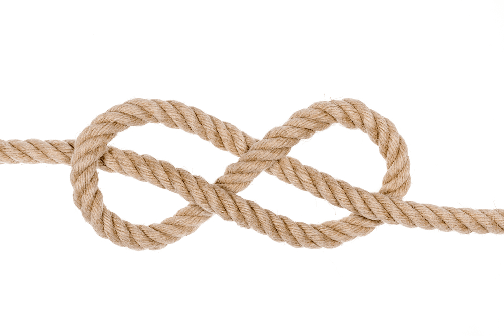 Figure eight knot isolated on white background