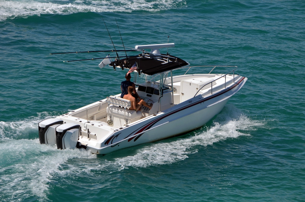 A view of a centre console boat