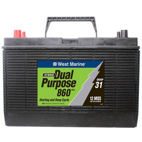 A view of a dual purpose battery