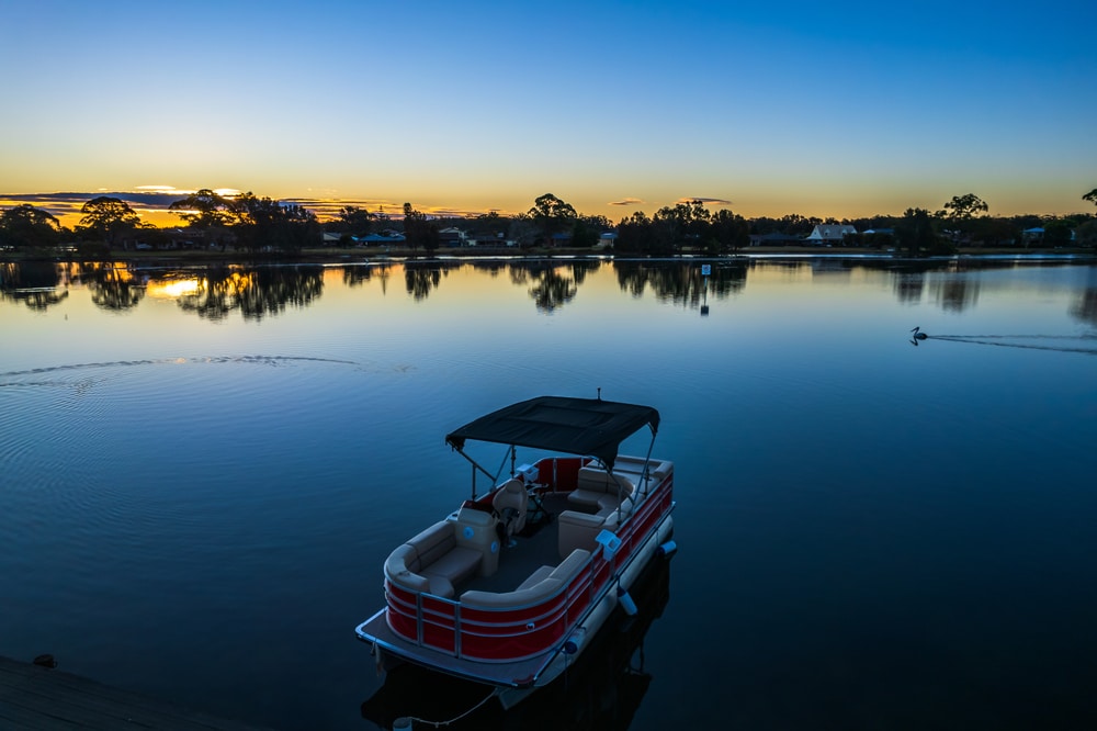 A view of a pontoon boat in sea