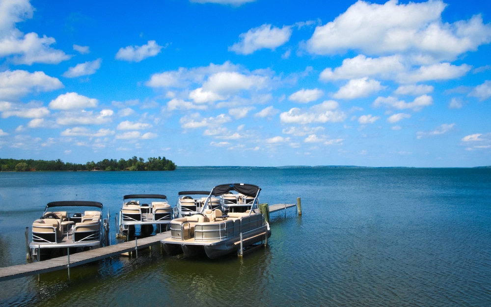 A view of a pontoon boat