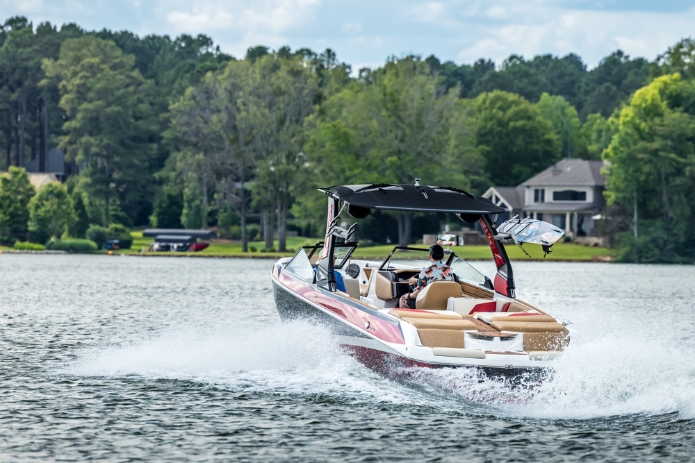 A view of a ski boat