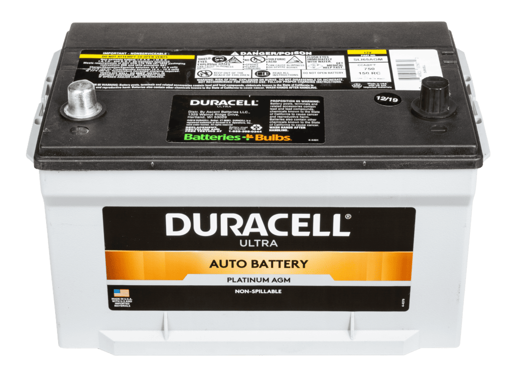 A view of the duracell ultra platinum v agm deep cycle battery