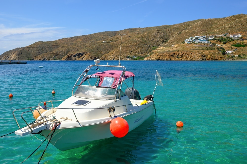 A view of a boat inside a bay