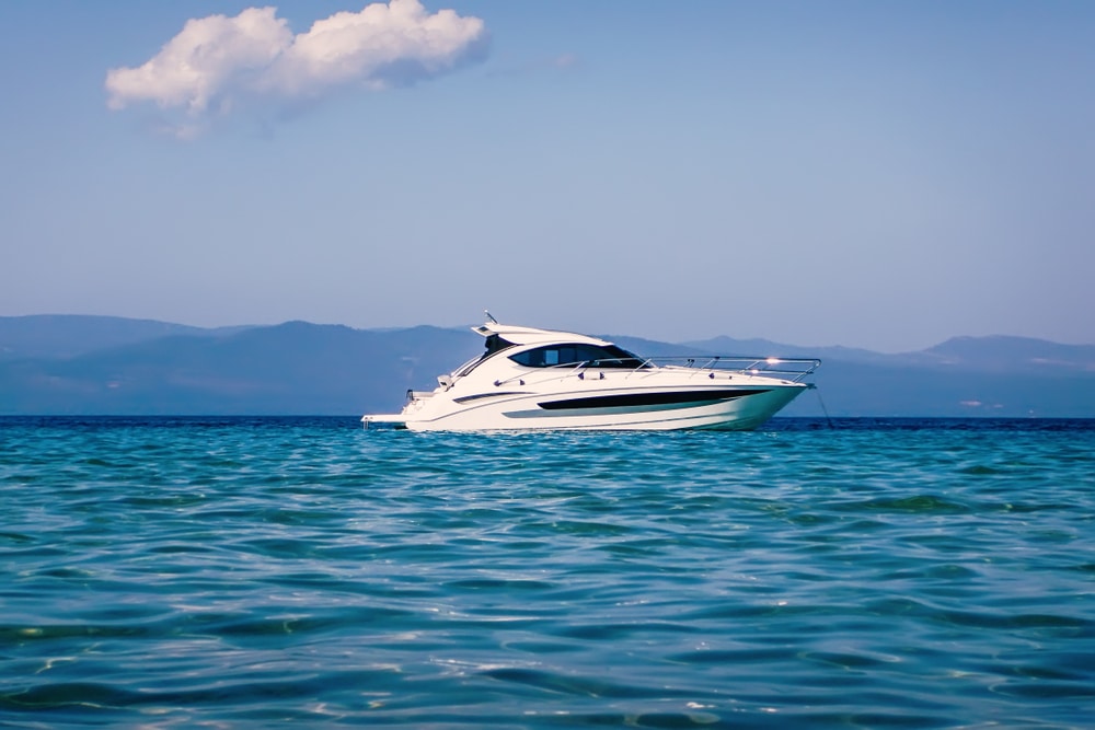 A view of a motor boat in the sea