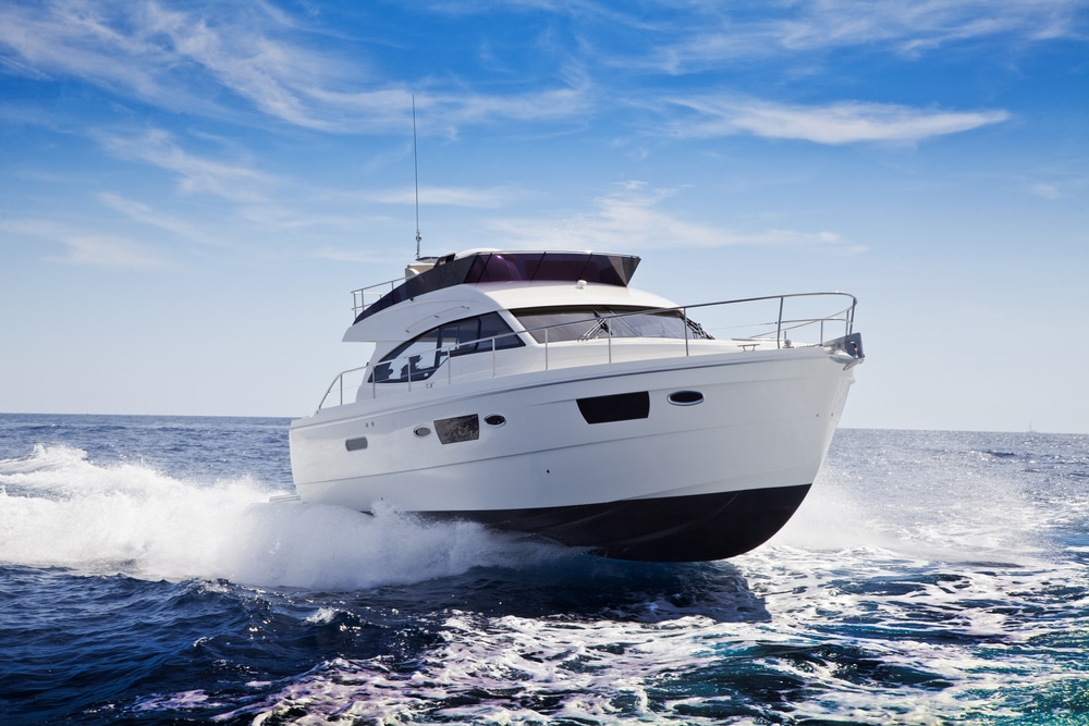 A view of a motor boat on sea