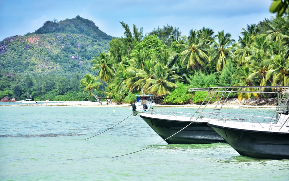 A view of boats parked in a bay