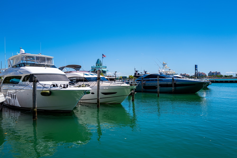 A view of boats parked on the sea side