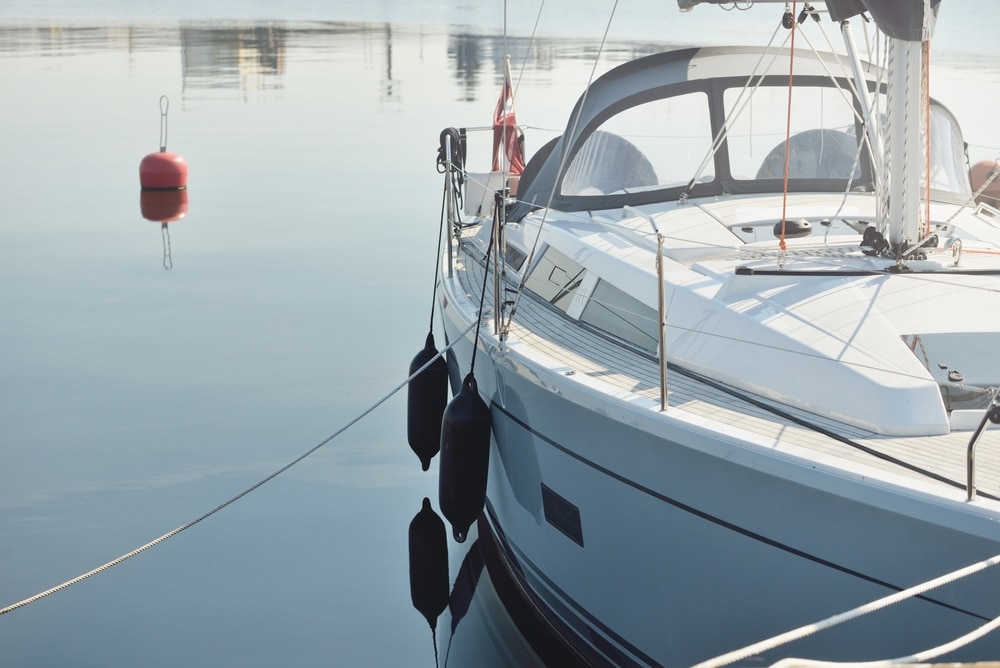 A view of a white boat in sea