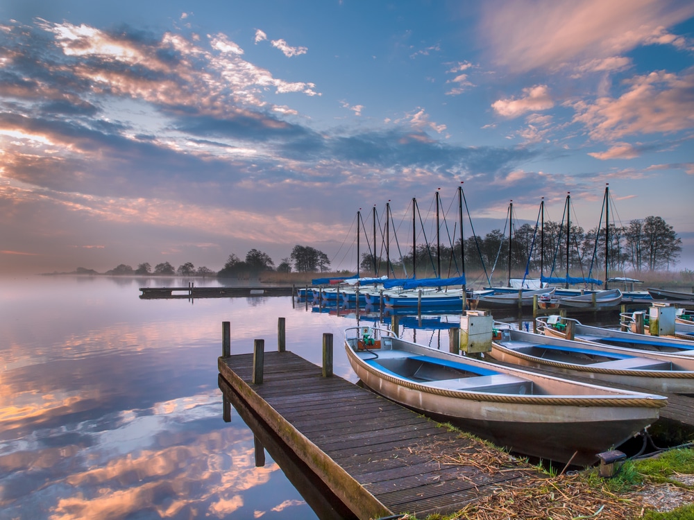 A view of boats for rent on a marina coast